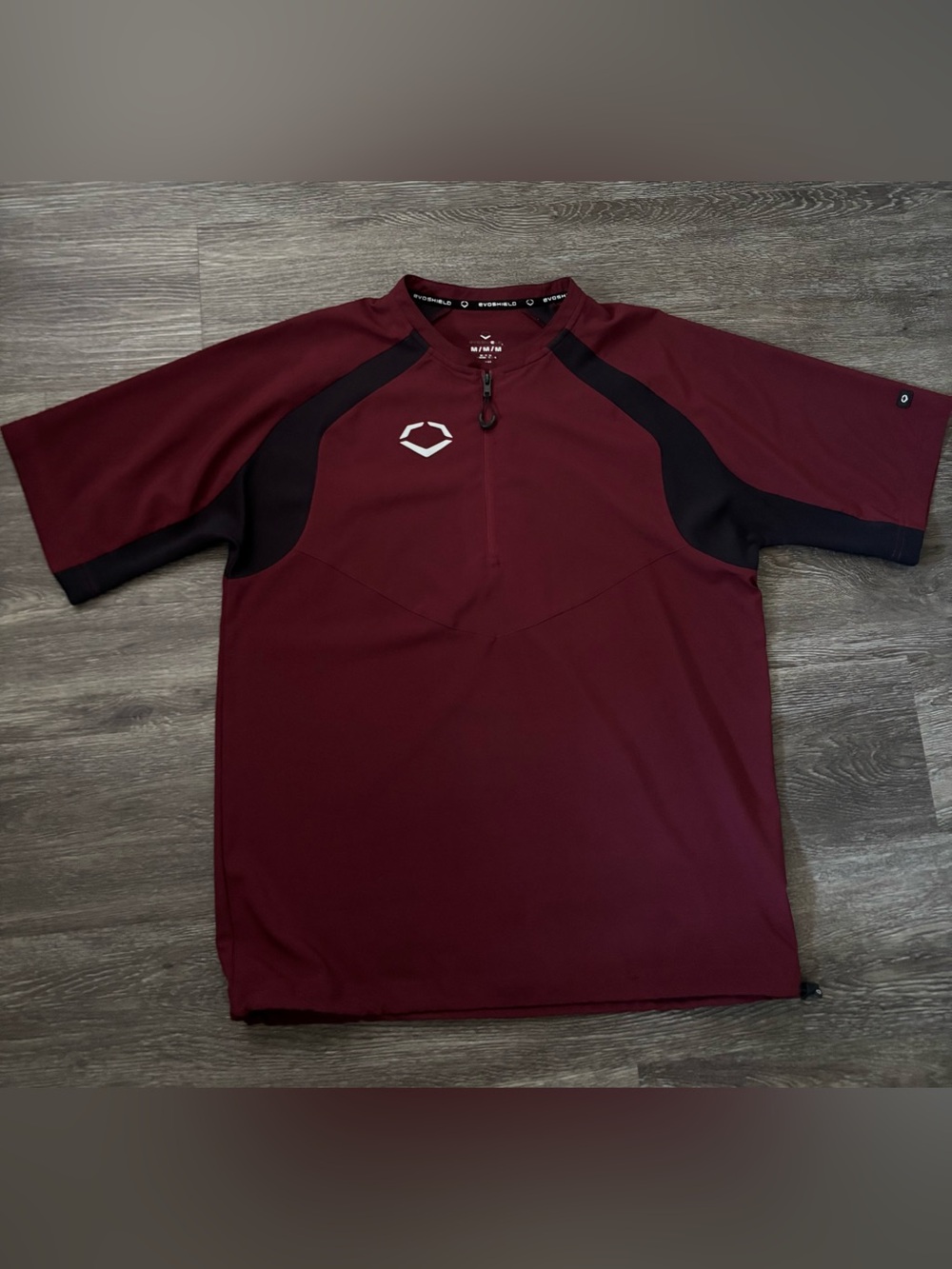Men's Maroon Short Zip Athletic Jersey with Contrast Panels